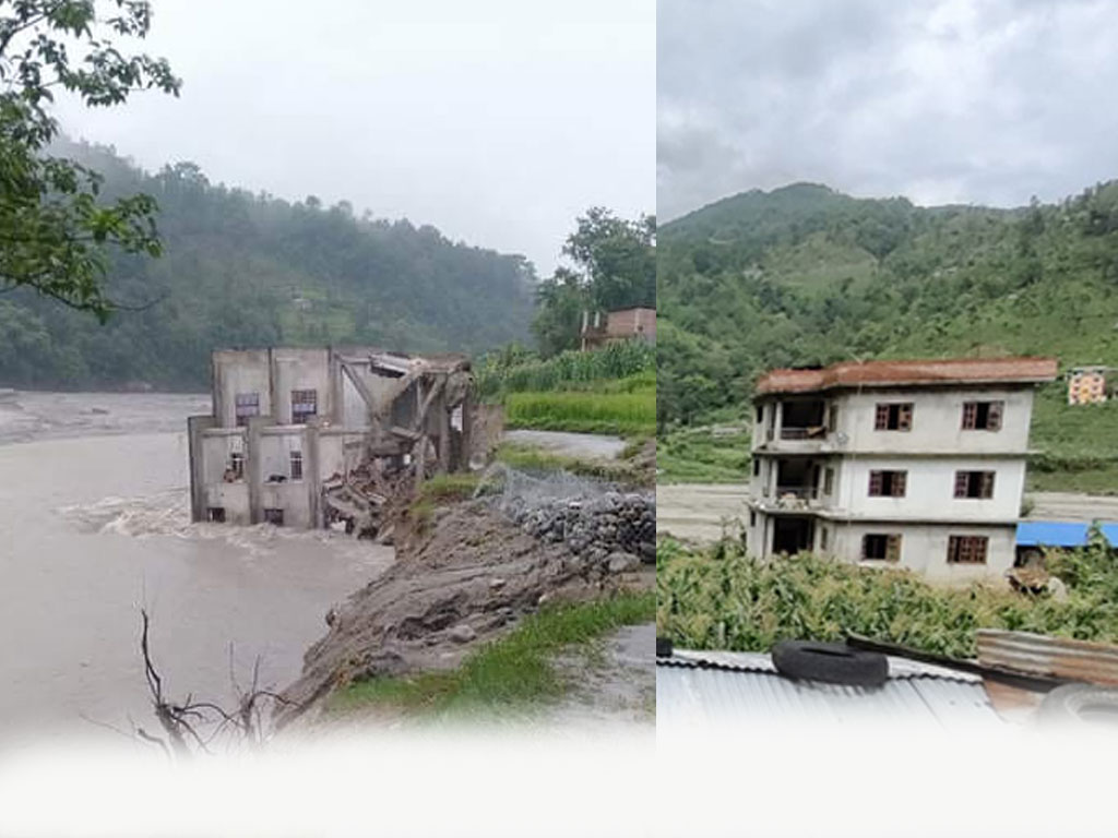 फेरि ढल्यो सिन्धुपाल्चोकमा साँढे तीन तलाको घर